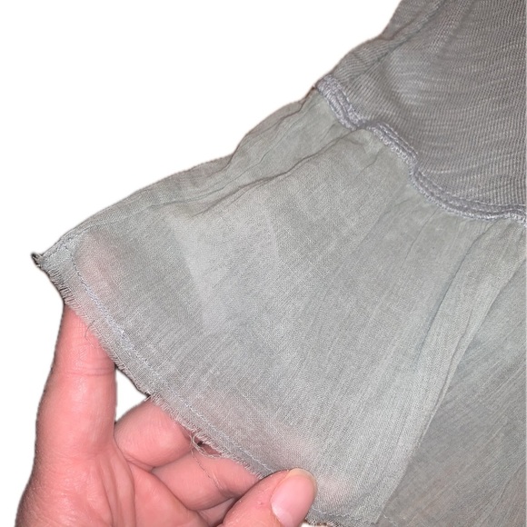 NWOT American Eagle Outfitters AE Sage Green Ruffle Peplum Hem V Neck Tank Top S - Picture 2 of 11